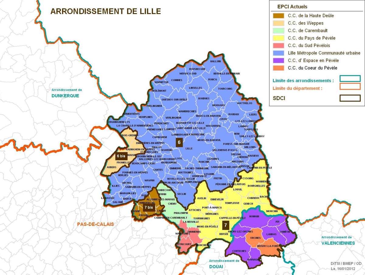 harta e Lille arrondissement