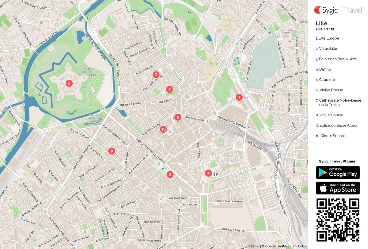 Lille tërheqjet turistike harta