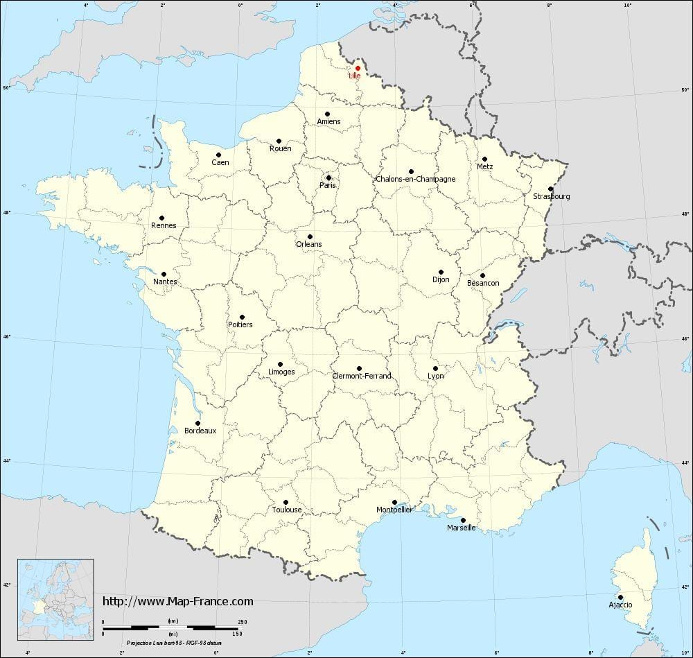 harta e francës treguar Lille