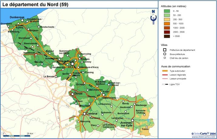 topografike hartë të Lille